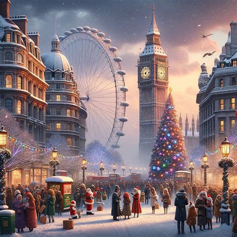 Winter Snowy Christmas Scene London Festive Digital Download Picture ...