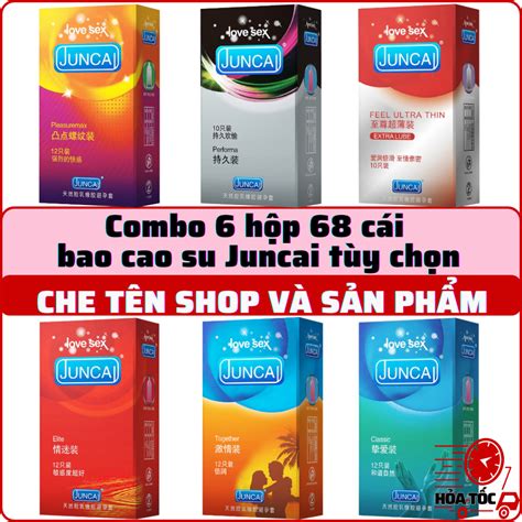 FREE SHIP Combo 6 hộp bao cao su Juncai 68 cái tùy chọn pleasuremax