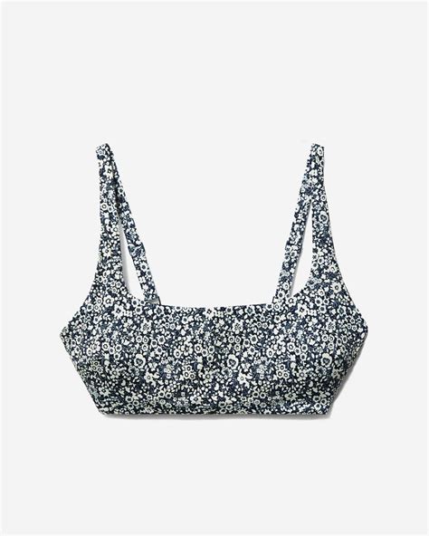 The Square Neck Bikini Top Navy Floral Everlane