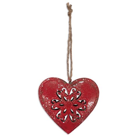 Red Heart Ornament Set Of 6