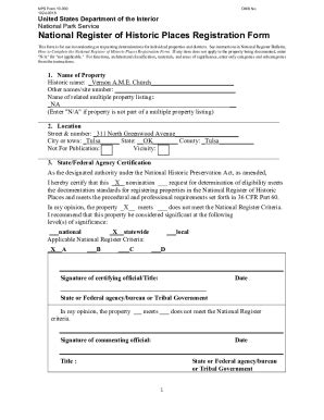 Fillable Online Fillable Online NPS Form 10 900 OMB No 1024 0018