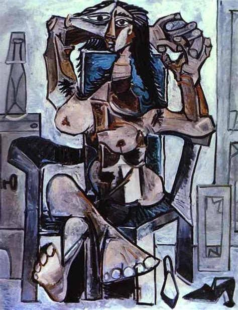 Art Reproductions Nude In An Armchair With A Bottle Of Evian Water A