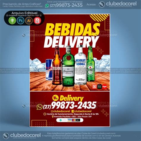 Panfleto Flyer Delivery Bebidas Clube Do Corel Panfleto