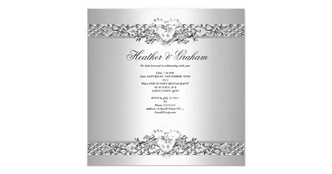 Elegant Wedding Silver White Diamond Heart Card Zazzle