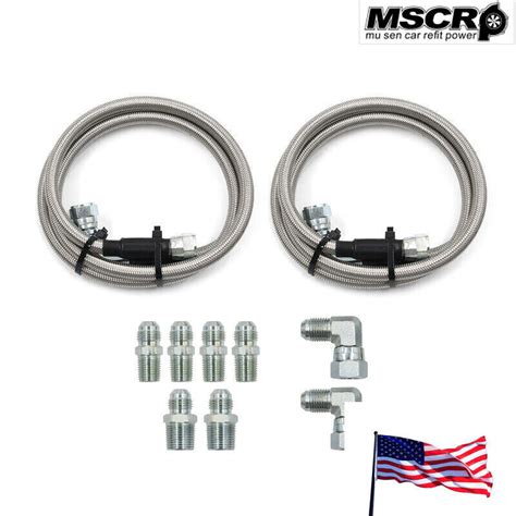 SS Braided Transmission Cooler Hose Lines Fittings For TH350 700R4