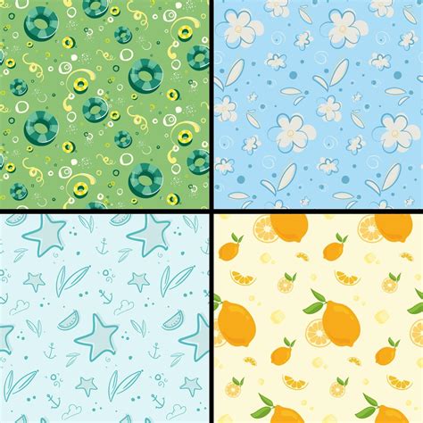 Set Of Summer Seamless Patterns Vector Art At Vecteezy