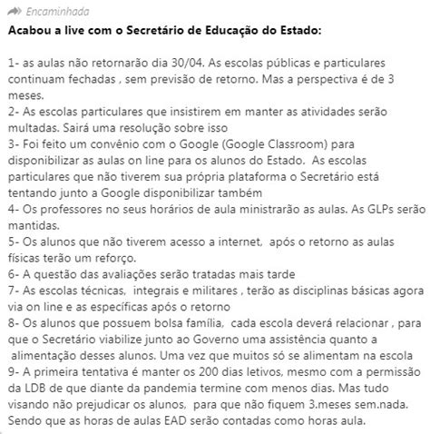 A Vida Da Crian A Mensagem Que Fala Sobre Retorno Das Aulas Em Tr S