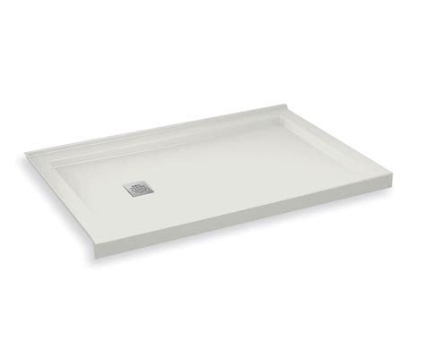 B Square Acrylic Corner Left Shower Base In White With Left Hand