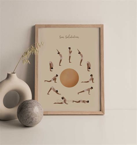 Yoga Poses Poster Sun Salutation Moon Salutation Surya Etsy