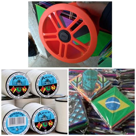 Kit Carretilha 21cm Linha Para Pipa Aero Fun 500 Jardas Pacote De