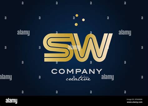 Gold Golden Sw Combination Alphabet Bold Letter Logo With Dots Joined