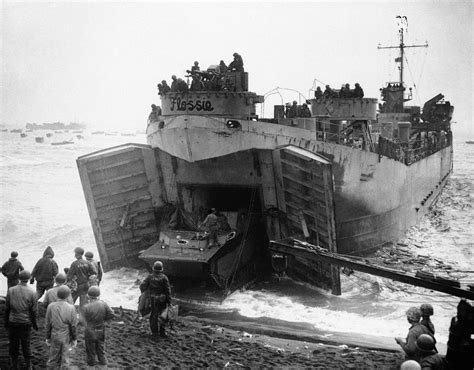 Flat Nose Flossie A Coast Guard Manned Lst Buries Its Nose In The Volcanic Sands Of Iwo Jima