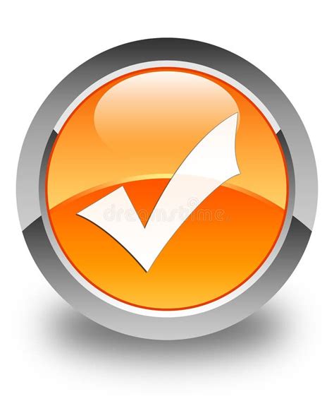 Validation Icon Glossy Orange Round Button Stock Illustration