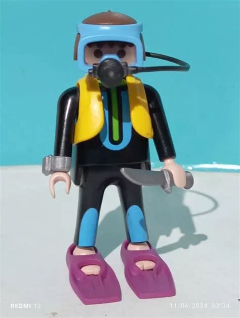 FIGURINE PLAYMOBIL SUBDIVER Mer Ocean Fond Mer Sirène Diver Aquarium