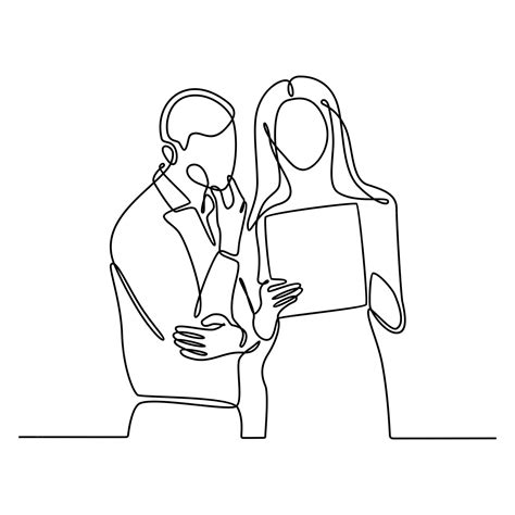 Premium Vector Continuous Line Drawing Of Two Business People