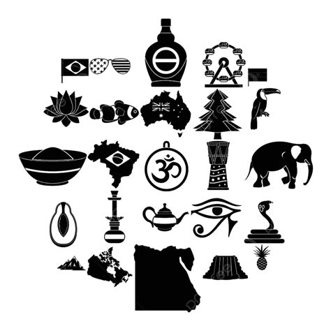 Simple Set Vector Png Images Feature Icons Set Vector Simple Land Natural Trip Png Image For