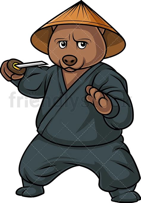 Ninja Bear Cartoon Clipart Vector - FriendlyStock