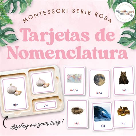 Montessori Serie Rosa Tarjetas De Nomenclatura Montessori Marbles