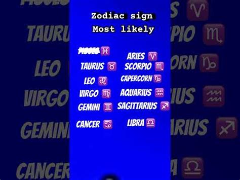 Zodiac Sign Most Likely To Youtube