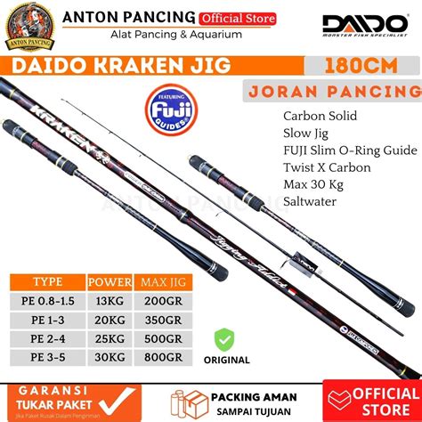 Joran Pancing Daido Kraken 180cm Spinning Jigging PE 0 8 1 5 S D 3 5