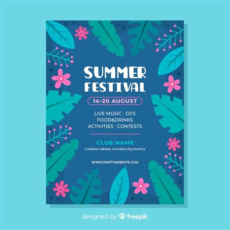 Plantilla De Poster De Fiesta De Verano Dibujado A Mano Vector Gratis