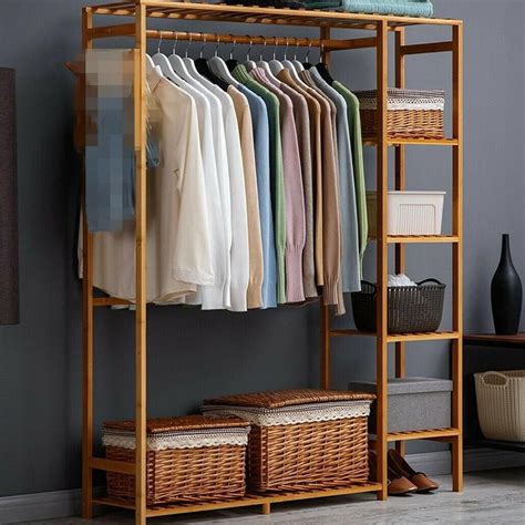 Hanging Wardrobe Open Wardrobe Wardrobe Closet Wooden Clothes Rack