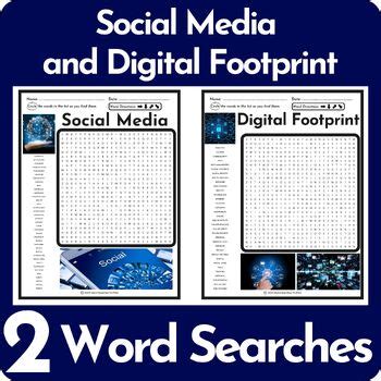 Social Media And Digital Footprint Word Search Puzzle Bundle Tpt