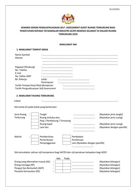 PDF SENARAI SEMAK PENGUATKUASAAN SELF ASSESSMENT DOKUMEN TIPS