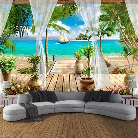 Personnalis D Photo Papier Peint Balcon Sable Plage X