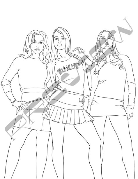 Mean Girls Coloring Page Bundle Teens Adults Coloring Book Digital Downloadprint Etsy