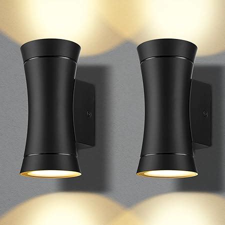 2 X Black Stainless Steel Double Outdoor Wall Light IP65 Up Down Garden