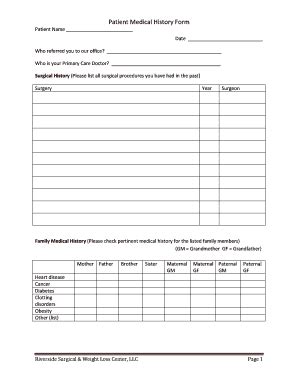 Fillable Online Patient Medical History Forms I Rev2 2 17 Pdf Fax Email