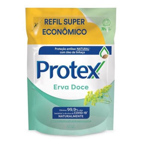 Refil Sabonete L Quido Antibacteriano Erva Doce Protex Ml