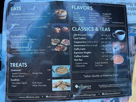 Menu At Ellianos Coffee Co Rockmart