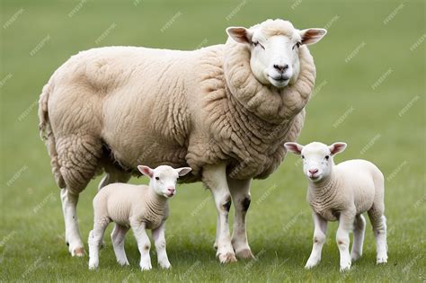 Premium Photo Ewe Sopravissana Sheep With Her Lambs Isolated On White