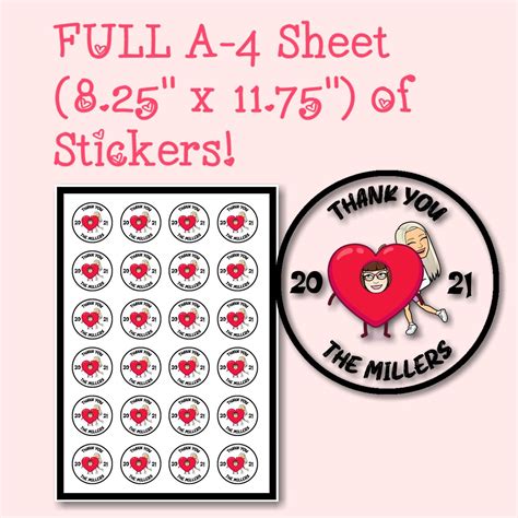 Custom Bitmoji Thank You Sticker Custom Memoji Thank You Etsy Ireland