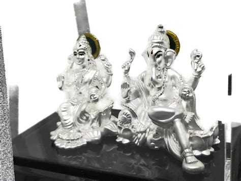 Ganesh Lakshmi 999 Pure Silver Idol 01 35753 Buy Pure Silver