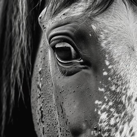 Um Cavalo Uma Mancha Branca No Rosto Est Coberto De Gotas De Chuva