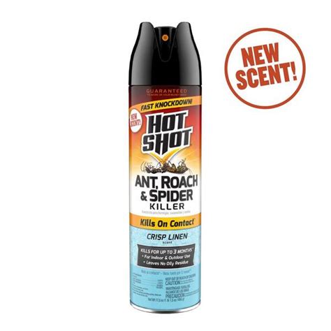 Hot Shot 17 5 Oz Ant Roach And Spider Insect Killer Aerosol Spray Crisp Linen Scent HG 66923