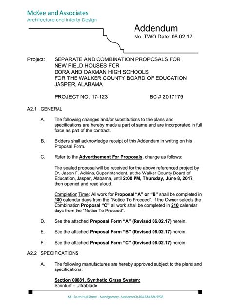 Architectural Addendum Example Fill Out Sign Online Dochub