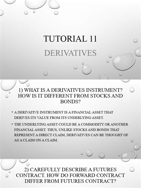 Tutorial 11 Derivatives Pdf Futures Contract Derivative Finance