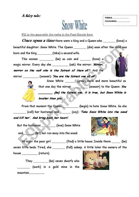 Past Simple In Fairy Tales Esl Worksheet By Rosacesa