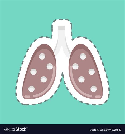 Sticker Line Cut Pneumonia Suitable For Flu Vector Image