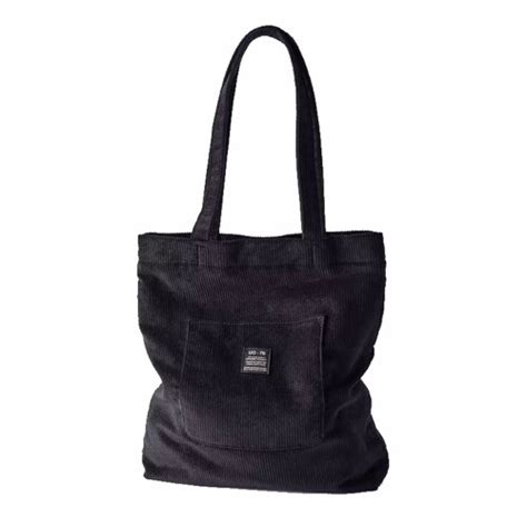 Urban Outfitters Black Corduroy Tote Bag Uo 76 With Exterior Pocket On Onbuy