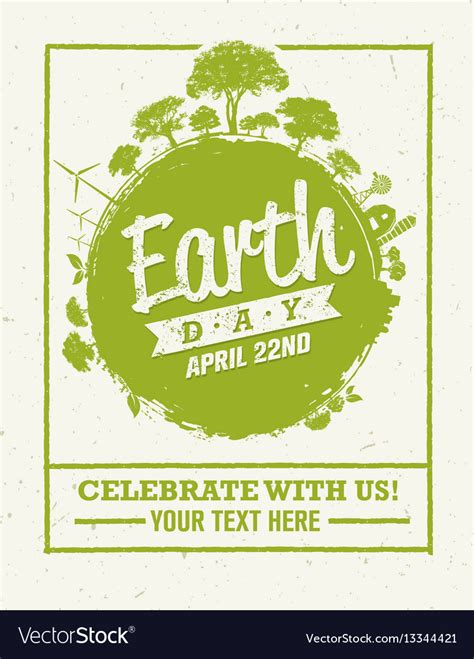 Earth Day Eco Green Poster Design Organic Vector Image