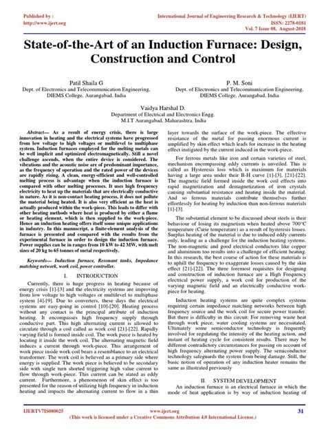 State of The Art of An Induction Furnace Design Construction and ...