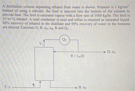 Solved A Distillation Column Separating Ethanol From Water Chegg