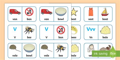 V And B Minimal Pair Dominoes