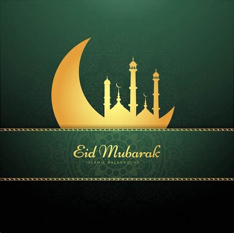 Fondo Verde De Eid Mubarak Vector Gratis