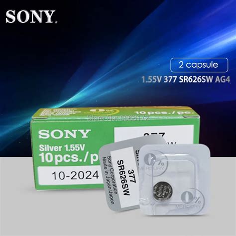 2pcs For Sony Single Grain Packing 1 55V AG4 Battery SR626 377 LR626